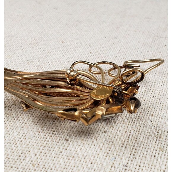 Vintage Red & White Crystal Rhinestone Flower 1/20 10Kt GF Brooch Pendant - Picture 14 of 16